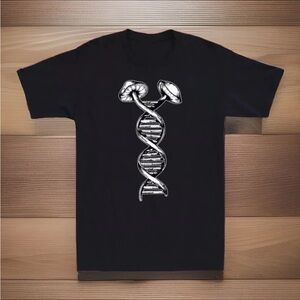 MUSHROOM DNA TShirt Adult Large Black Psychedelic Shroom Plant Medicine Mycology